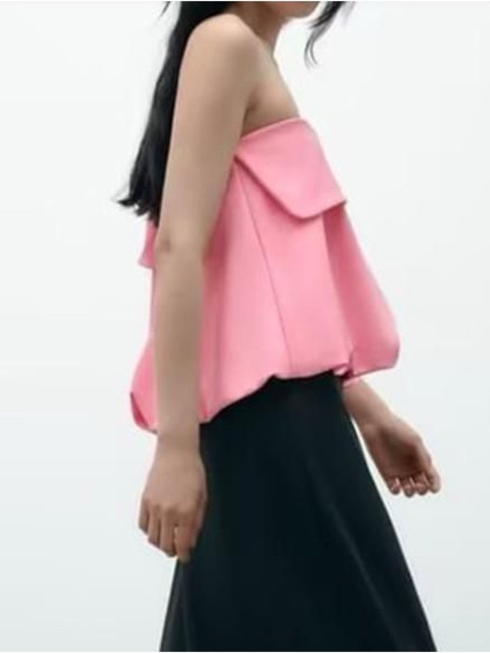 Zara Pink Strapless Ruffled Top - Picture 3 of 7